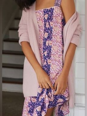 Anthropologie Palms Lilac/Blue Floral Sundress M